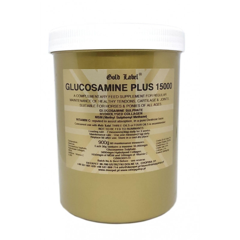 Suplement Glukozamina dla koni Plus 15000  900 g GOLD LABEL