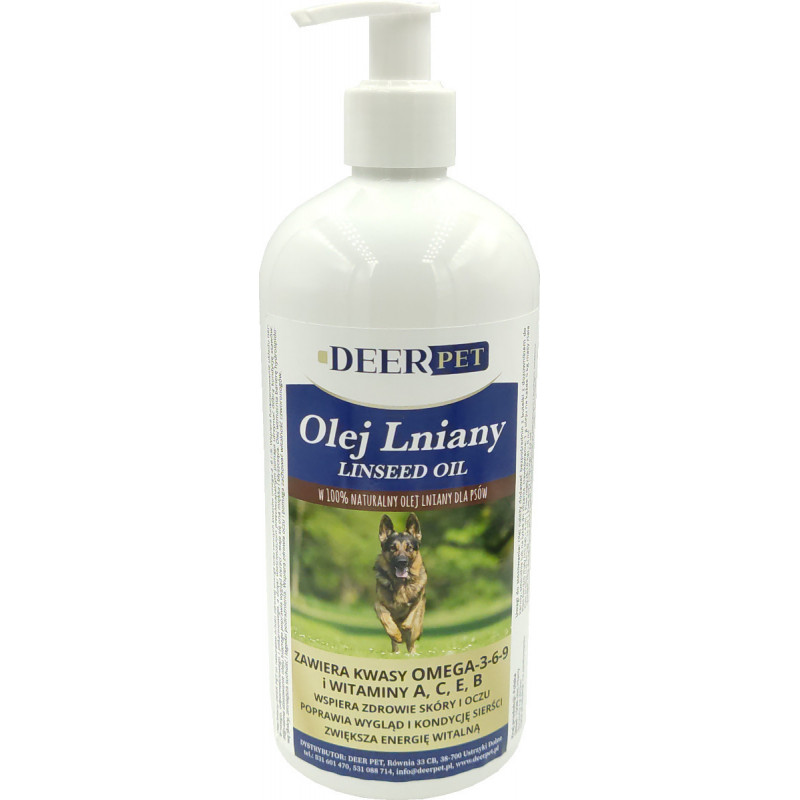 Olej lniany dla psa i kota 500 ml DEER PET