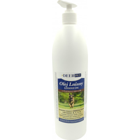 Olej lniany dla psa i kota 1000 ml DEER PET
