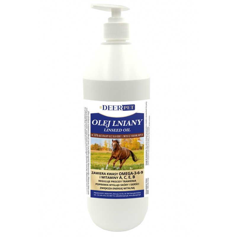 Olej lniany dla koni 1000ml DEER PET