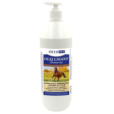 Olej lniany dla koni 1000ml DEER PET