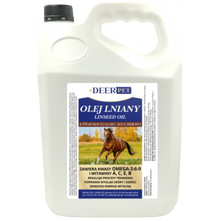 Olej lniany dla koni 5L DEER PET