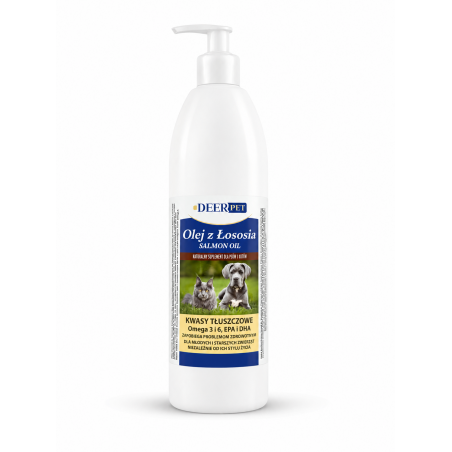 Olej z łososia dla psów kotów 1000 ml DEER PET