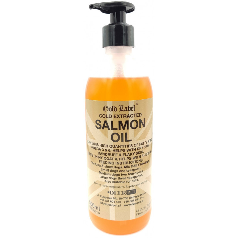 Olej z łososia dla psów SALMON OIL 500 ml GOLD LABEL