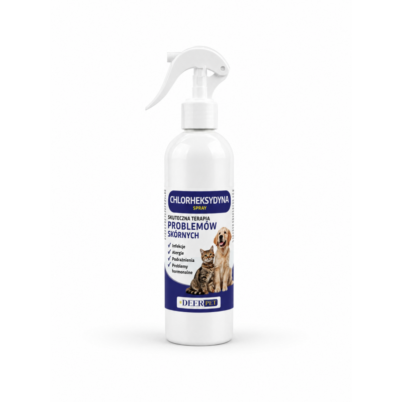 Spray z chlorheksydyną na grzybice stany zapalne pies kot 250 ml DEER PET