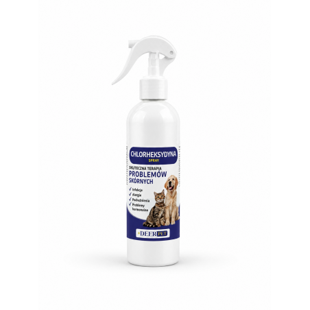 Spray z chlorheksydyną na grzybice stany zapalne pies kot 250 ml DEER PET
