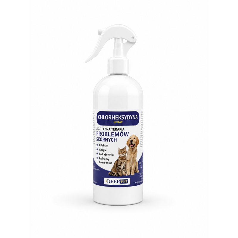 Spray z chlorheksydyną na grzybice stany zapalne pies kot 500 ml DEER PET