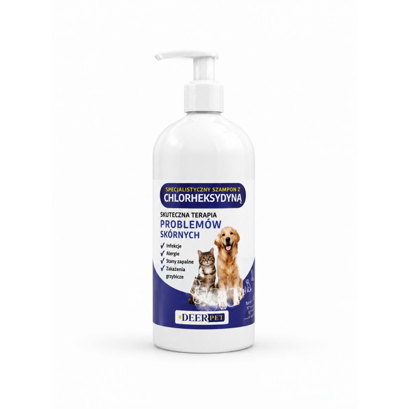 Szampon z chlorheksydyną dla psów kotów 500ml DEER PET