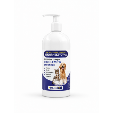 Szampon z chlorheksydyną dla psów kotów 500ml DEER PET
